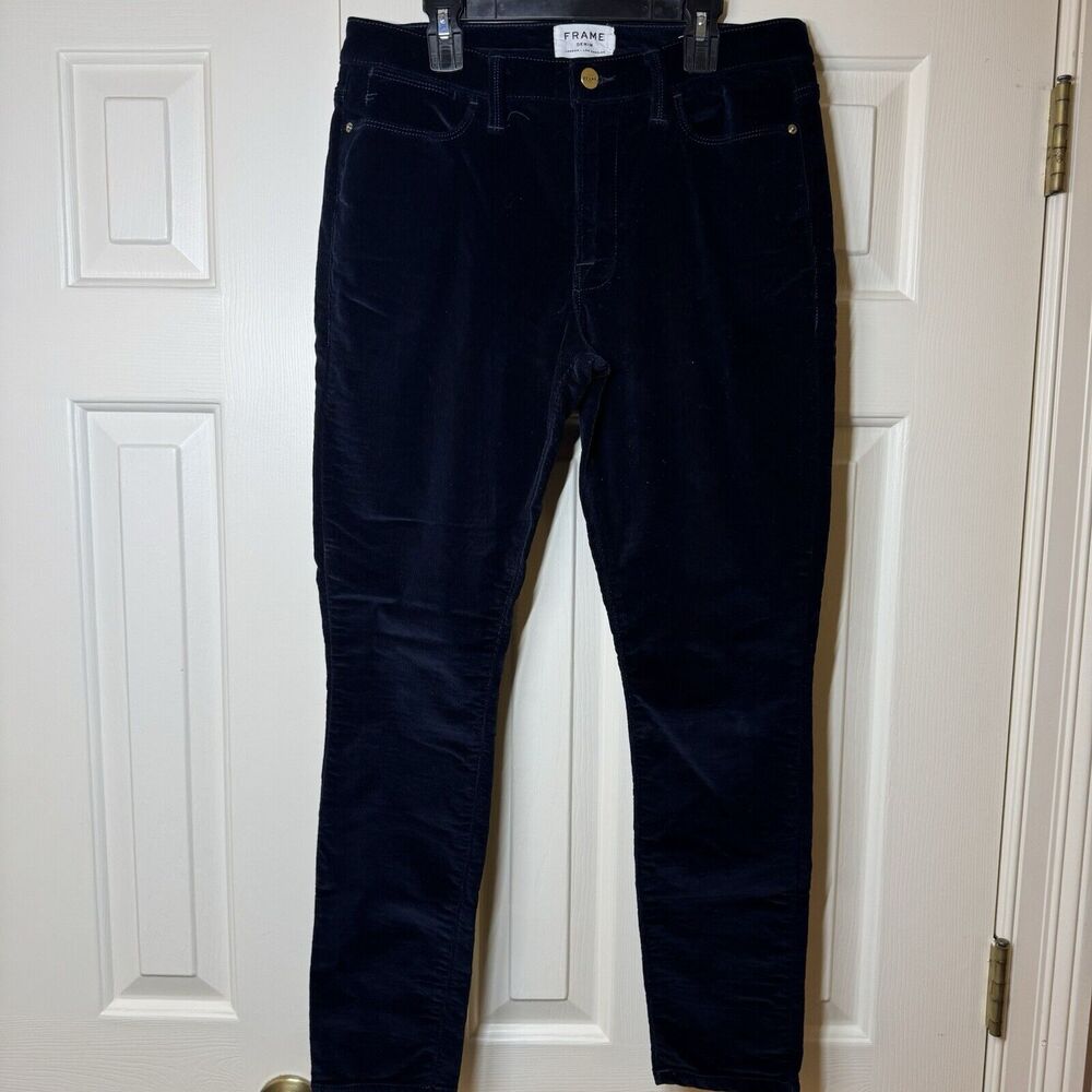 FRAME Le High Skinny Pants Corduroy Trousers-Dark Blue Women’s Size 30